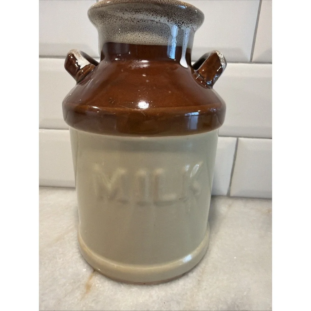 Rustic Stoneware Milk Jug Farmhouse Crock 6.77